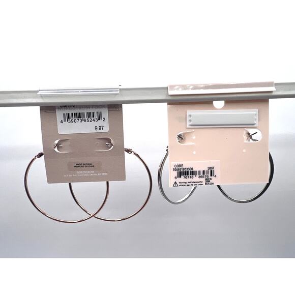 14th & Union New Directions Silver & Rose Gold Hoop Earrings 2 Pairs NEW! - Picture 4 of 5